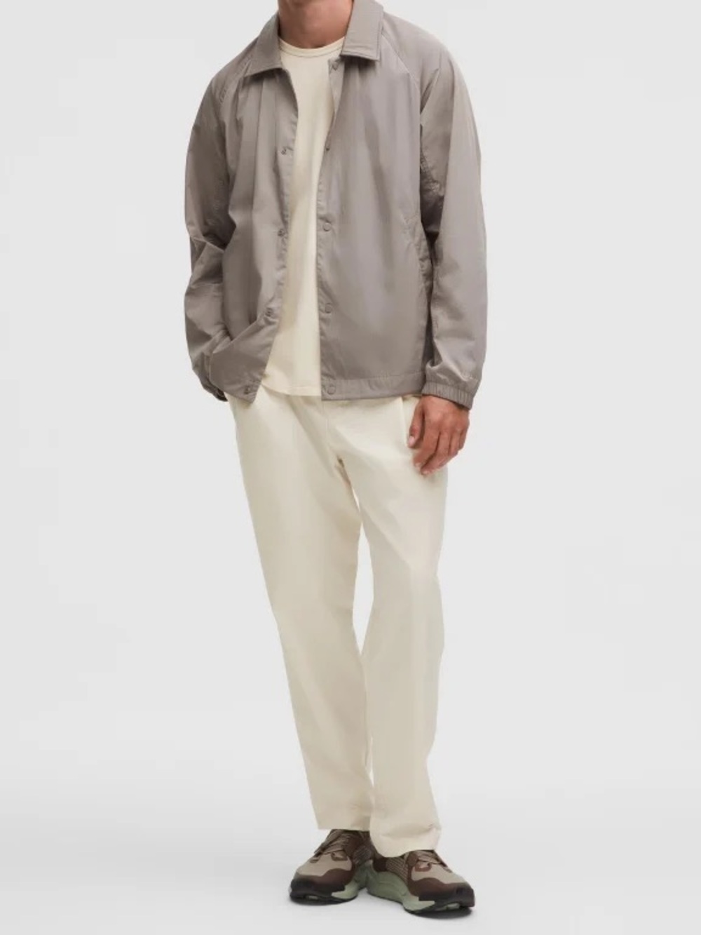 Lululemon Beige Pleated Straight Leg Mens Trouser Pants Size 34